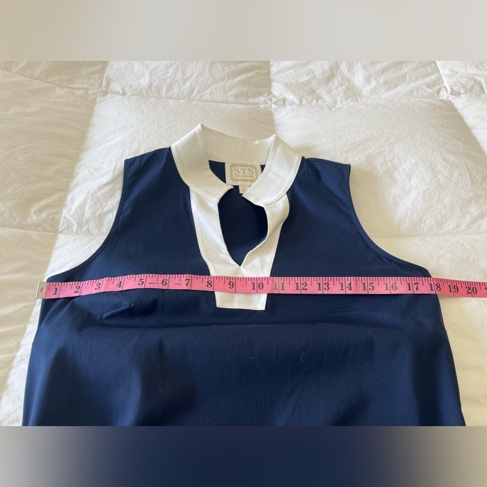 STS Sail to Sable | SZ S | Navy White Colorblock Sleeveless Dress | Nautical - Picture 4 of 7